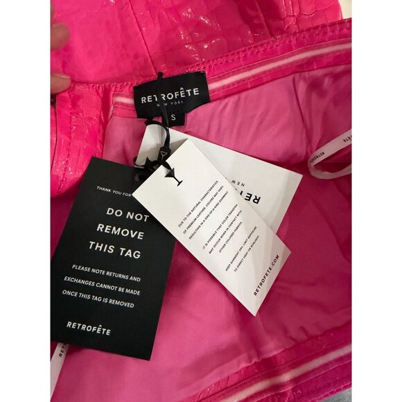 retrofete Kimora Leather Embossed Mini Dress Paradise Pink Womens Size Small - Picture 12 of 12